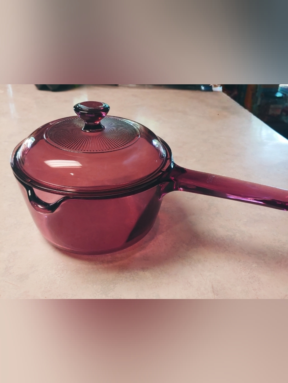 Corningware Vision 1 liter Cranberry Pink Color Glass Saucepan with Lid